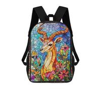 sinyumoney Stained Glass Deer Children's Backpack, 3D Printed School Backpack, Backpack for Boys Girls, Adjustable School Bag for Primary School 17inch