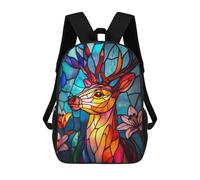 sinyumoney Stained Glass Deer Lamp Backpack School Bag Rucksack for Girls Boys Backpacks Large Capacity Kids Back Pack Lightweight School Bags for Children Students 17inch