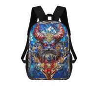 sinyumoney Stained Glass Demon Kids Backpack, Kids School Bag 3D Printed School Backpacks for Boys And Teenager School Students 17inch