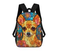 sinyumoney Stained Glass Dog Artwork Children's Backpacks School Backpack 3D Printed for Kids Travel Rucksacks Book Bags Kids 17inch School Bag