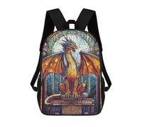 sinyumoney Stained Glass Dragon Backpacks Kids Student Schoolbag 3D Printed Backpacks Elementary And Middle School Students Backpacks for Boys Girls 17inch