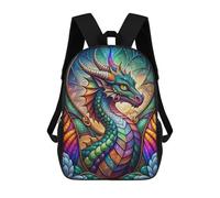 sinyumoney Stained Glass Dragon Neon Backpacks Kids School Backpack School Bag 3D Printed School Bag for Boys Elementary And Middle School Students 17inch