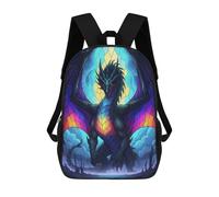 sinyumoney Stained Glass Dragon with Colorful Wings School Bag Bookbag 3D Printed Children's Backpacks for Kids Boy Girl Book Bags Kids School Bag Travel Rucksacks 17inch