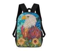 sinyumoney Stained Glass Eagle 17inch School Bag 3D Printed Children's School Backpack Casual Fashion Travel Backpacks for Kids School Students
