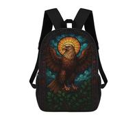 sinyumoney Stained Glass Eagle with Sun Backpacks 3D Printed Kids School Backpack Outdoor Casual Daypack Fashion Casual Children Backpacks Cute Travel Bags 17inch