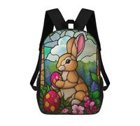 sinyumoney Stained Glass Easter Bunny School Backpack 3D Printed School Bags Boys Girls Laptop Backpack for Kids/Students/Adults 17inch