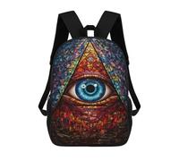sinyumoney Stained Glass Eye Artwork-4 School Backpack for Girls 17inch Casual Daypack Lightweight Rucksack Boy Girl Backpack for Middle School Students