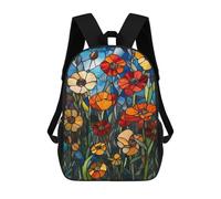 sinyumoney Stained Glass Flower Panel Rucksack Business Laptop Rucksack Bag Unisex Casual Daypack for Girls Boys Teenage 17inch