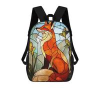 sinyumoney Stained Glass Fox Children's School Backpack Fashion Casual Children's Backpacks 3D Printed School Bags Boy Large Backpack 17inch