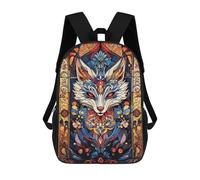 sinyumoney Stained Glass Fox Kids Backpack, Kids School Bag 3D Printed School Backpacks for Boys And Teenager School Students 17inch