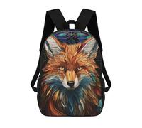 sinyumoney Stained Glass Fox Portrait Kids Backpack, Kids School Bag 3D Printed School Backpacks for Boys And Teenager School Students 17inch