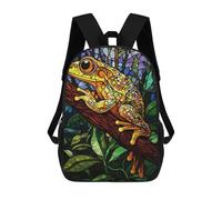 sinyumoney Stained Glass Frog School Bags Water Resistant Travel Backpack Computer Bag for School/Work/Travel 17inch