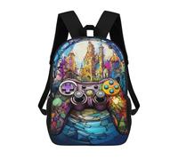 sinyumoney Stained Glass Game Controller Artwork Backpack for School 3D Printed Boys Girls School BagChildren Bookbag Travel Rucksack 17inch