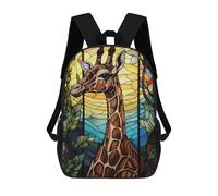 sinyumoney Stained Glass Giraffe Portrait Children's School Backpack Fashion Casual Children's Backpacks 3D Printed School Bags Boy Large Backpack 17inch