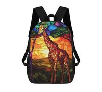 sinyumoney Stained Glass Giraffe School Backpack Water Resistant Computer Rucksack- Perfect for Travel, Work And Daily Use 17inch