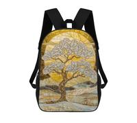 sinyumoney Stained Glass Golden Tree School Backpack for Girls Backpack Water Repellent Casual Daypack Lightweight Rucksack Boy Girl School Backpack 17inch