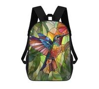 sinyumoney Stained Glass Hummingbird Art-6 School Bags School Secondary High School College Backpack Travel for Men, Women & Teenage Boys 17inch