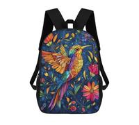 sinyumoney Stained Glass Hummingbird Garden School Backpack Large School Backpack for Boys for Campus Outdoor Travel Sports 17inch