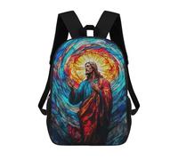 sinyumoney Stained Glass Jesus Backpack School Bag High Secondary School Bags Casual Backpack for Campus Outdoor Travel Sports 17inch