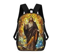 sinyumoney Stained Glass Jesus Backpack School Bag Lightweight Airport College Students Back Pack for Men, Women & Teenage Boys 17inch