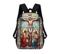 sinyumoney Stained Glass Jesus Children's School Backpack 3D Printed for Kids Travel Rucksacks Book Bags Kids School Bag 17inch