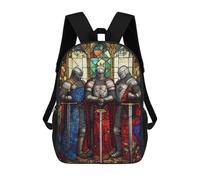 sinyumoney Stained Glass Knights Backpacks 3D Printed 17inch Kids School Backpack Outdoor Casual Daypack Casual Travel Bags for Middle School Students