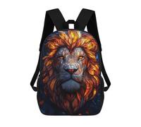 sinyumoney Stained Glass Lion Children's Backpacks School Backpack 3D Printed Backpack for Kids Travel Rucksacks Book Bags Kids School Bag 17inch