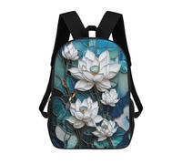 sinyumoney Stained Glass Lotus Flowers School Backpack Water Resistant Travel Backpack Computer Bag - Perfect for Travel, Work And Daily Use 17inch