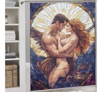 sinyumoney Stained Glass Lovers 100% Polyester Fabric Washable Bath Curtains for Shower for Toile Bathroom Dorm 69.69x70.87Inch（177x180cm）