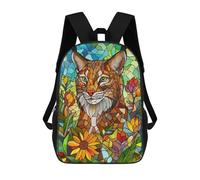 sinyumoney Stained Glass Lynx Rucksack Daypacks Business Backpack Water Resistant Bookbag for Men/Women 17inch