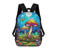 sinyumoney Stained Glass Mushrooms Backpacks Kids Student Schoolbag,3D Printed Backpacks,Elementary And Middle School Students Backpacks for Boys Girls 17inch