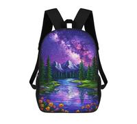 sinyumoney Stained Glass Night Landscape Children's Backpacks School Backpack 3D Printed Backpack for Kids Travel Rucksacks Book Bags Kids School Bag 17inch