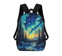 sinyumoney Stained Glass Night Sky Backpack 3D Printed Kids School Backpack High Capacity Travel Backpacks Book Bags Kids Backpack 17inch