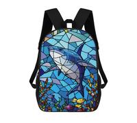 sinyumoney Stained Glass Ocean Life Mosaic School Bag 3D Printed Backpacks Fashion Kids School Backpack Boys Rucksacks for Boys Middle School Students 17inch