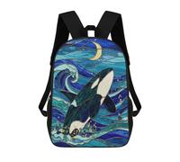 sinyumoney Stained Glass Orca School Bags Large Water Resistant Laptop Backpack for Campus Outdoor Travel Sports 17inch