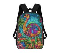 sinyumoney Stained Glass Ostrich Backpacks Kids Student Schoolbag,3D Printed Backpacks,Elementary And Middle School Students Backpacks for Boys Girls 17inch