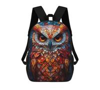sinyumoney Stained Glass Owl Rucksacks 3D Printed Children Backpacks Fashion Casual Daypack Cute Travel Bags Outdoor Casual Daypack for Boy And Girl 17inch