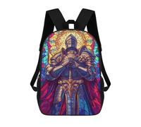 sinyumoney Stained Glass Peacekeeper Children's Backpacks School Backpack 3D Printed Backpack for Kids Travel Rucksacks Book Bags Kids School Bag 17inch