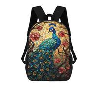 sinyumoney Stained Glass Peacock Artwork-6 Backpack School Bag Travel College Rucksack Backpacks for Girl, Teen Girls 17inch