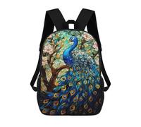 sinyumoney Stained Glass Peacock Artwork-7 Backpack School Large School Backpack for Boys for Teenage Girls Boys Women Men 17inch