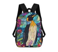 sinyumoney Stained Glass Penguin Children's Backpacks School Backpack 3D Printed for Kids Travel Rucksacks Book Bags Kids 17inch School Bag