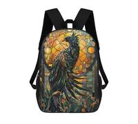 sinyumoney Stained Glass Phoenix School Backpack Business Laptop Rucksack Bag Unisex Casual Daypack for Boys/Girls/Teenagers 17inch