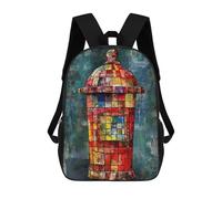 sinyumoney Stained Glass Phone Booth Art Print Backpack School Bag Computer Rucksack for School/Work/Travel for Camping Outdoor Adventures And Daily Travel 17inch