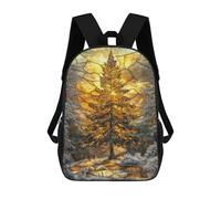 sinyumoney Stained Glass Pine Tree School Bags Water Resistant School Bag Business Backpack - Perfect for Travel, Work And Daily Use 17inch