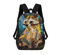 sinyumoney Stained Glass Raccoon Backpacks Kids School Backpack School Bag 3D Printed School Bag for Boys Elementary And Middle School Students 17inch