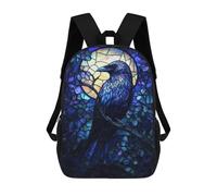 sinyumoney Stained Glass Raven School Backpack Large Water Resistant Laptop Backpack for Teenage Girls Boys Women Men 17inch