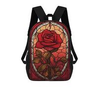 sinyumoney Stained Glass Rose Casual Daypack Backpacks School Bag for Girls Boys High College Teens Knapsack Men Women Travel Laptop Rucksack College Bookbag 17inch