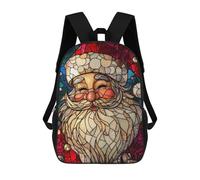 sinyumoney Stained Glass Santa Claus Rucksack Lightweight Casual Daypack School Backpacks for School/Work/Travel 17inch