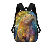 sinyumoney Stained Glass Sea Lion Kids Backpack, Kids School Bag 3D Printed School Backpacks for Boys And Teenager School Students 17inch