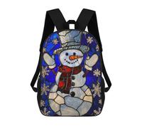 sinyumoney Stained Glass Snowman Backpack School Bag Lightweight Airport College Students Back Pack for Men, Women & Teenage Boys 17inch